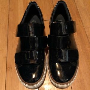Free People navy patent Velcro sneakers